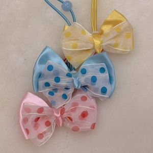 Polka dot bow hair tie (set of 2)